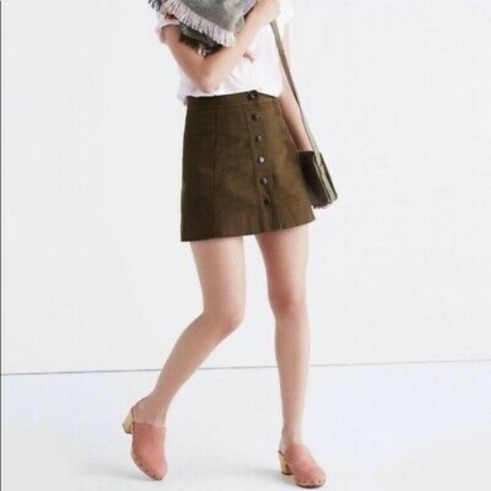 Madewell Army Green Button Skirt
